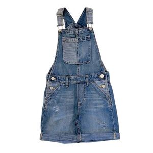 NWT Gap Shortalls Girls Mixed Wash Denim Adjustable Straps Modest Length Shorts